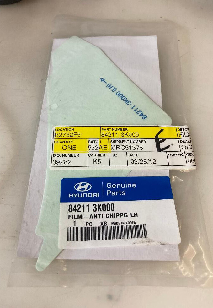 2005-2010 HYUNDAI SONATA LEFT STONE GUARD FILM P/N 84211-3K000 GENUINE OEM NEW