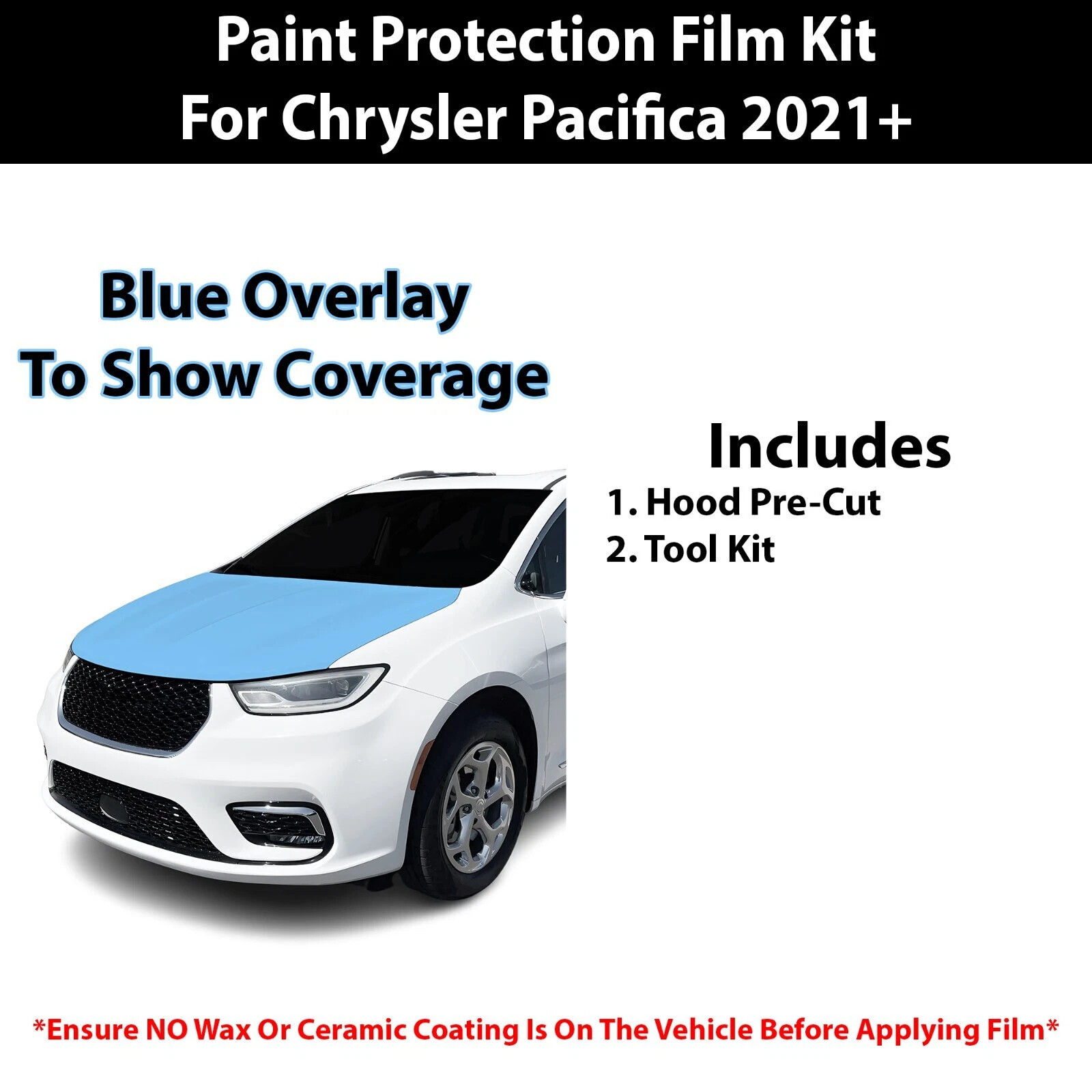 Pre Cut Hood Paint Protection Film Clear Bra PPF Kit for Chrysler Pacifica 2021+