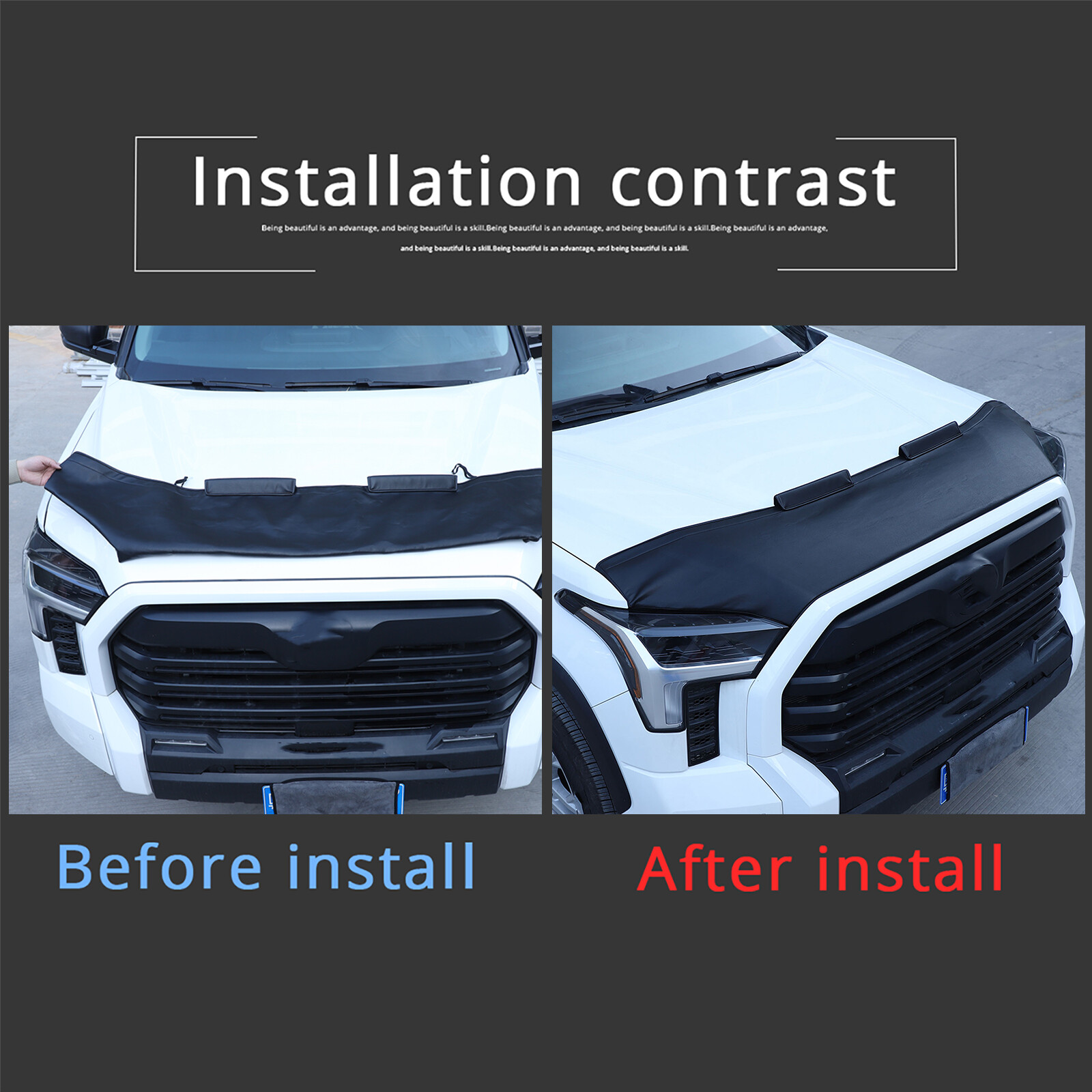 Hood Cover Front End Bra Protector V-Hood Covers For Toyota Tundra 2022-2024 New