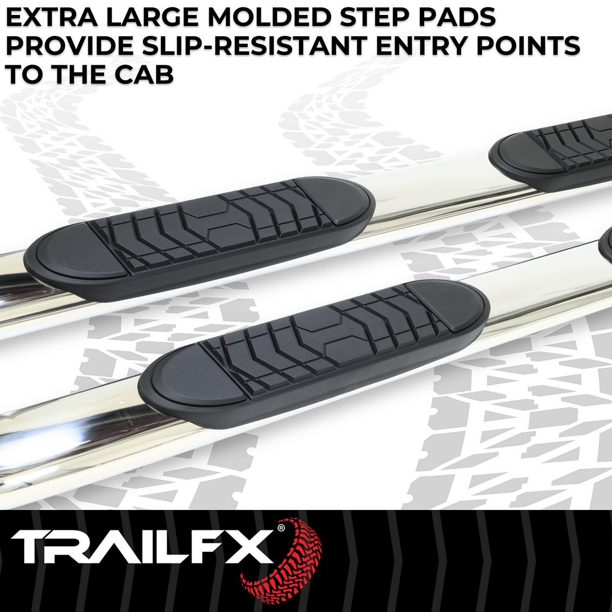 TrailFX A7086S With Step Pads 5 In Oval Bent Pol Stainless Steel With Welded End