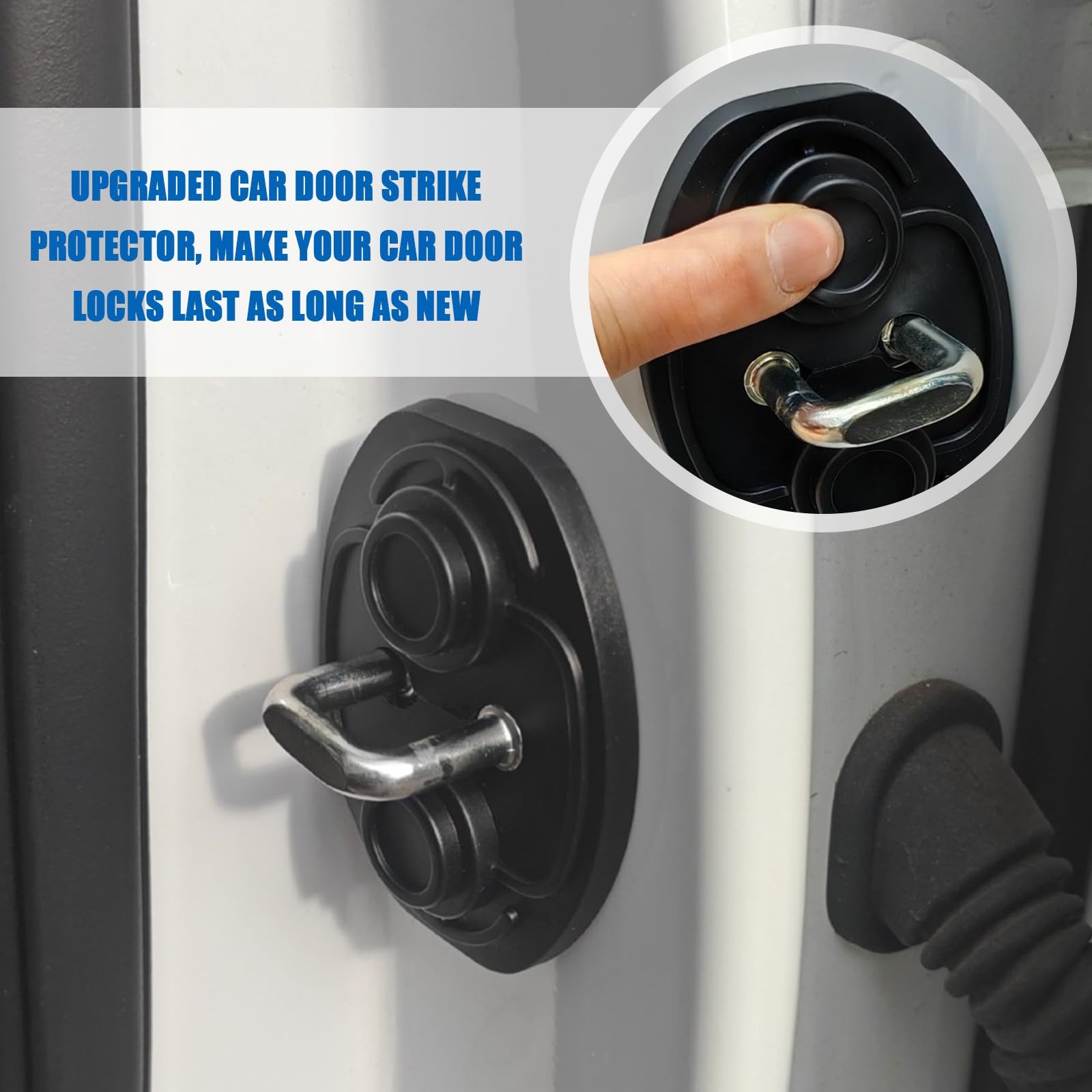 4PCS Car Door Strike Protector with Full Adhesive 3.57*2.71*0.47 inch, Black