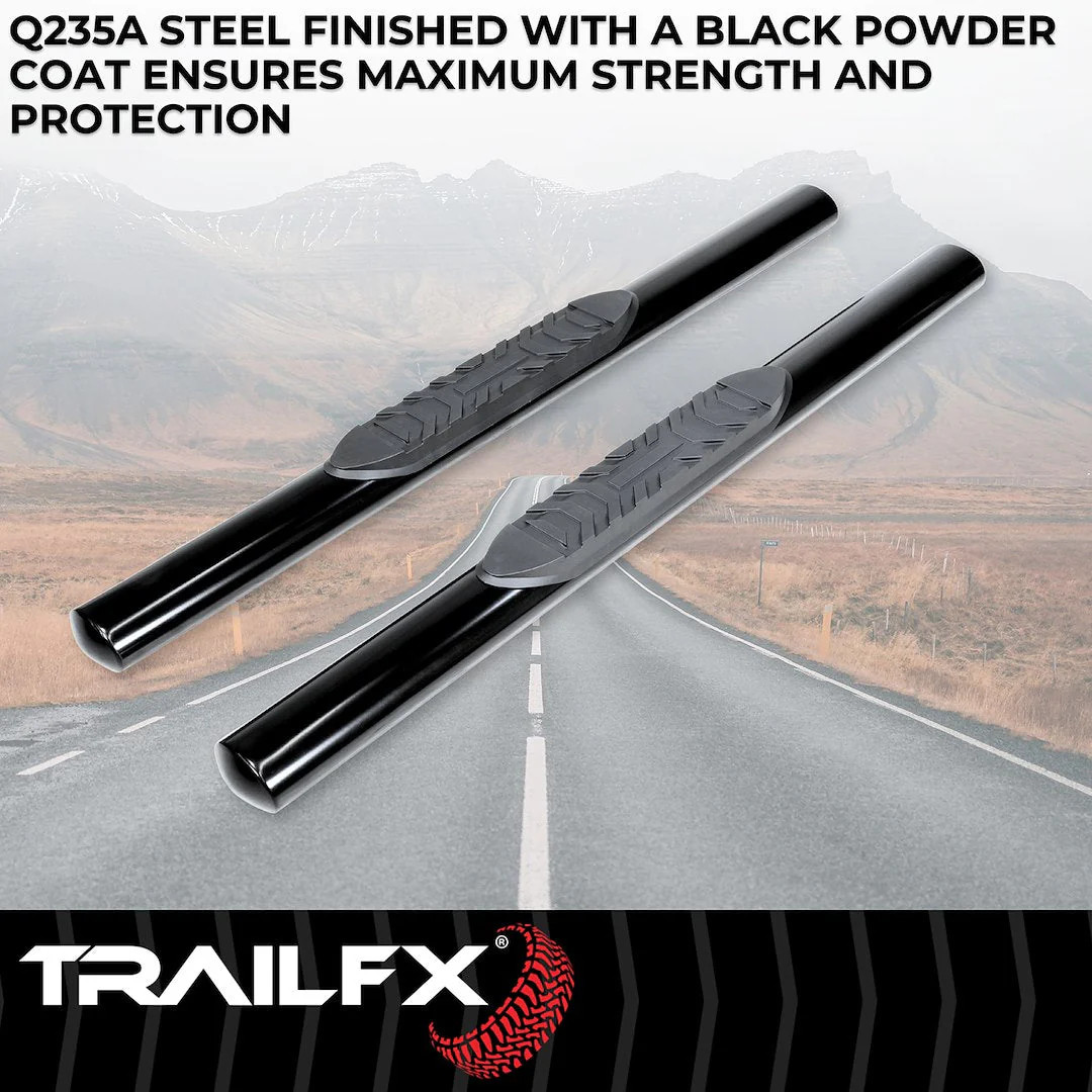 TrailFX 4″ Oval Straight Step Bar For Ram 1500-3500 Standard- Black (A1535B)