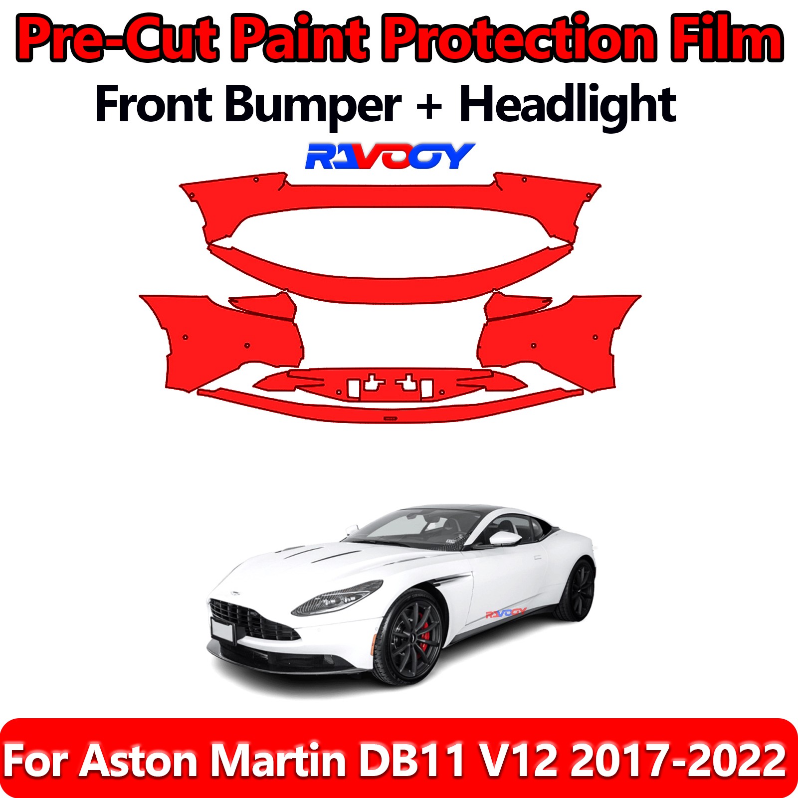 8.5Mil PreCut Front Bumper PPF Kit Film For Aston Martin DB11 V12 2017-2022