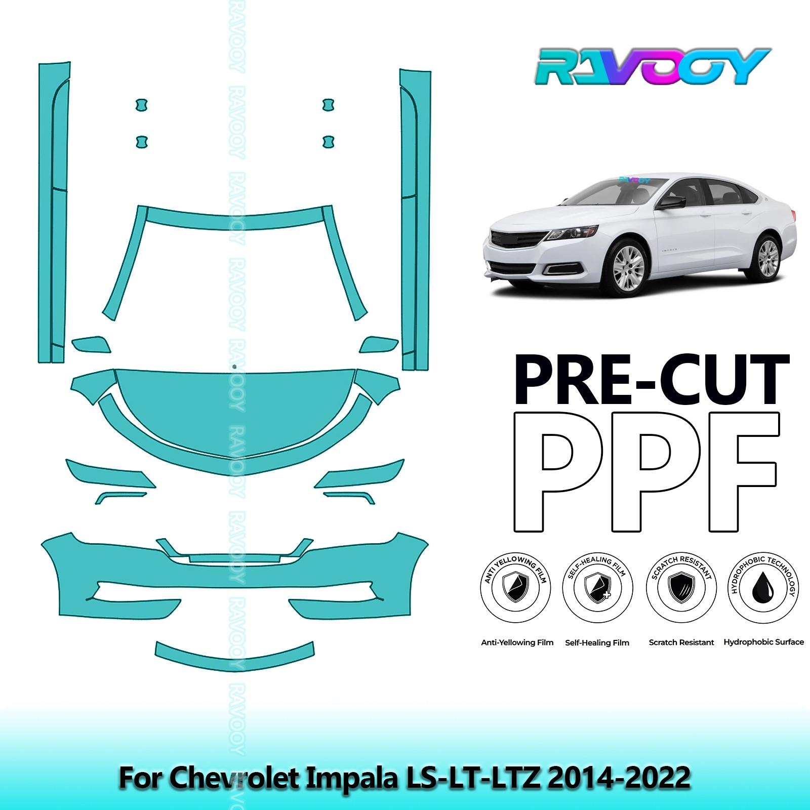 PreCut Paint Protection PPF Kit For Chevrolet Impala LS-LT-LTZ 2014-2022