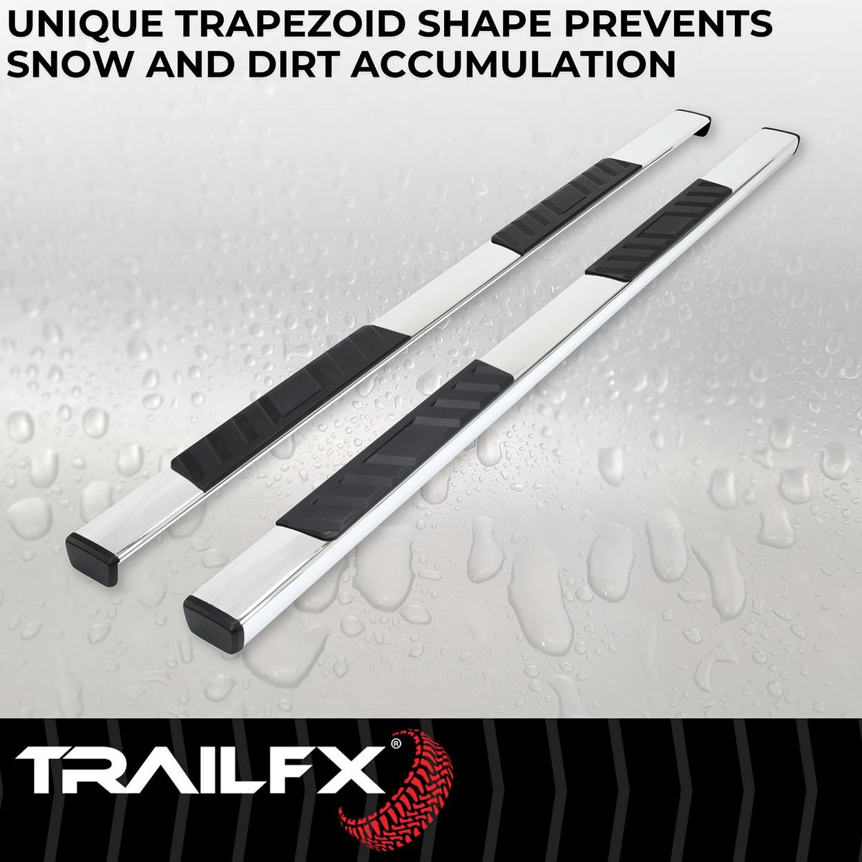 TrailFX A4016S With Step Pads 4 In Trapezoidal Straight Pol Stainless Steel With