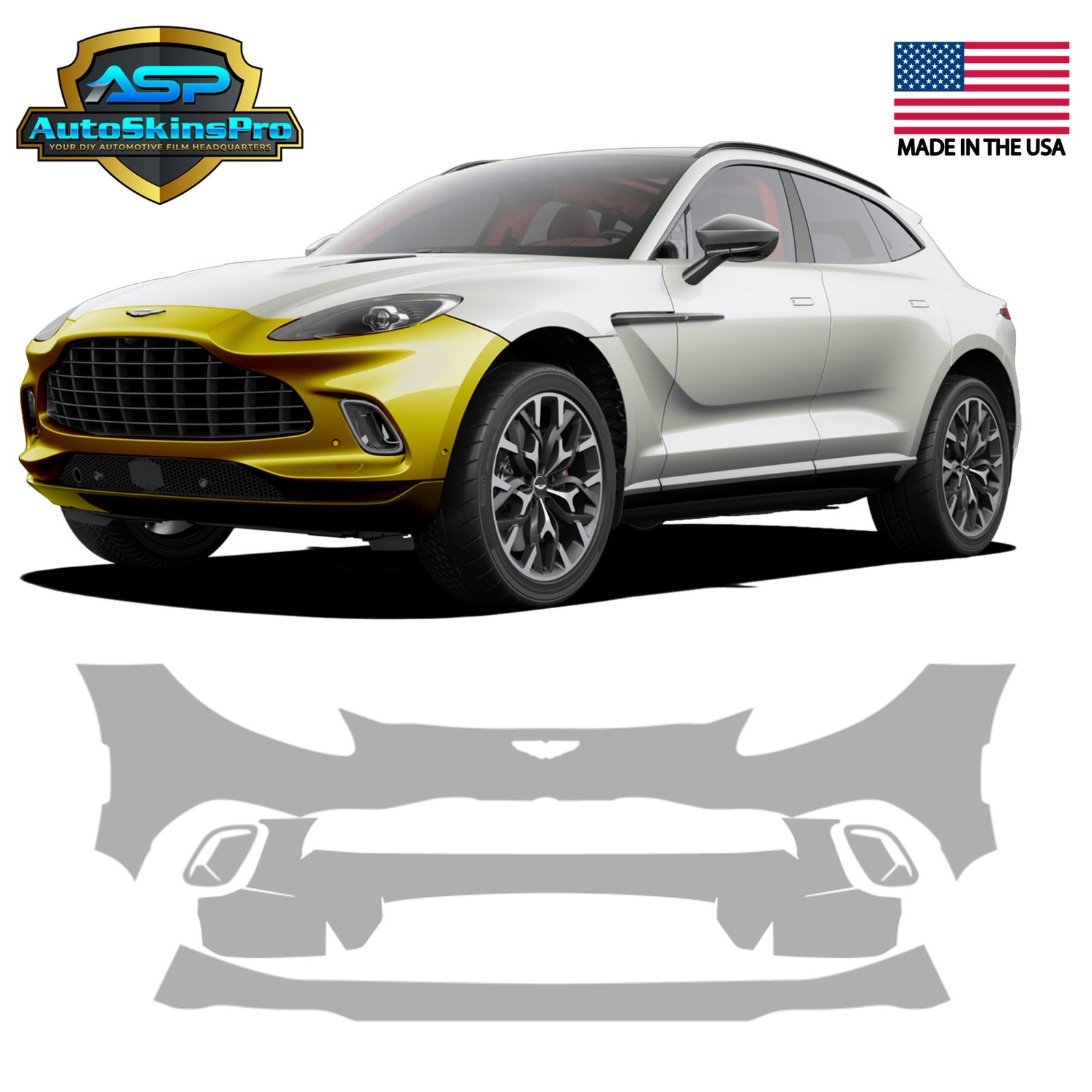 2021-2024 Aston Martin DBX Front Bumper Precut Paint Protection Clear Film PPF