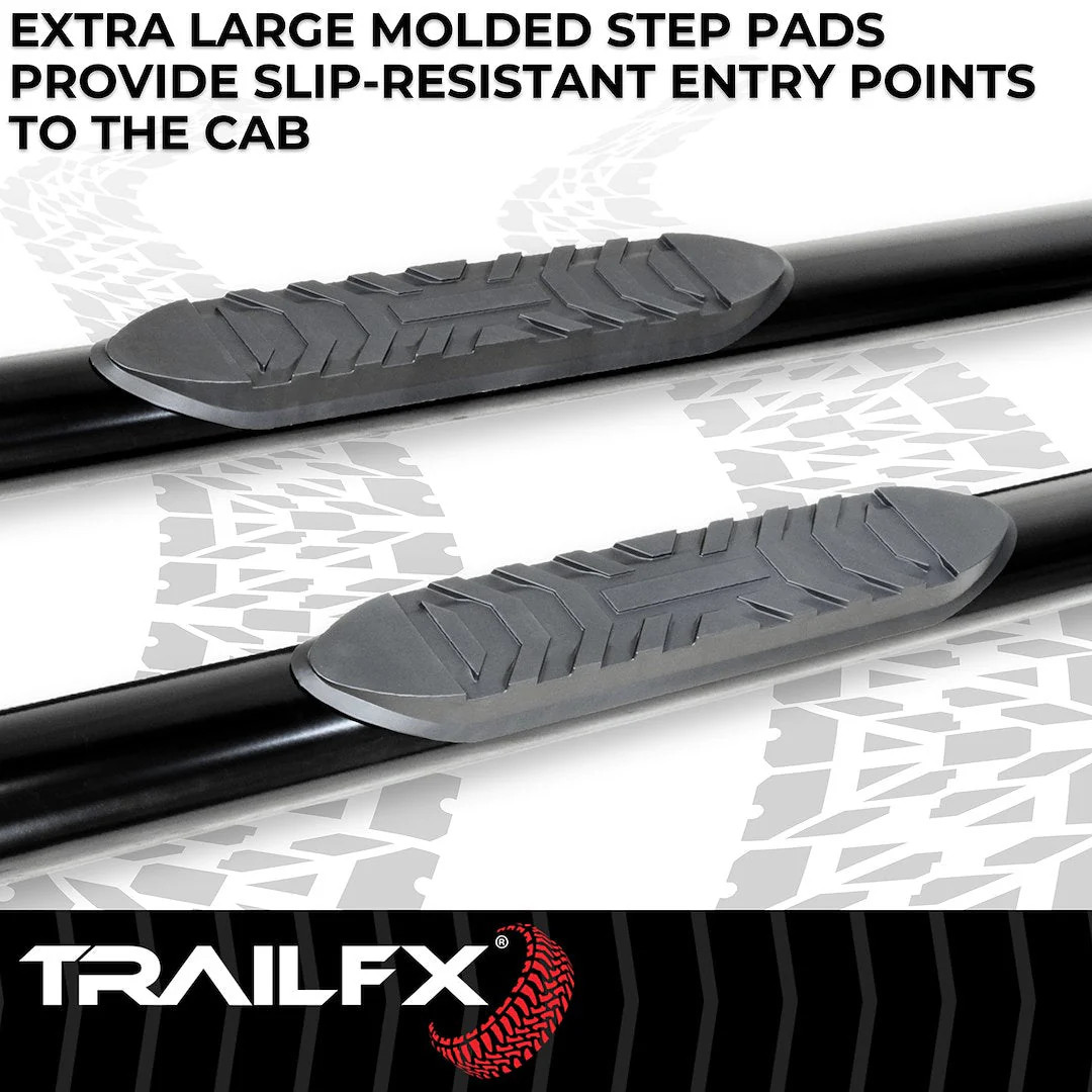 TrailFX 4″ Oval Straight Step Bar For Ford F150-350 Standard- Black (A1530B)