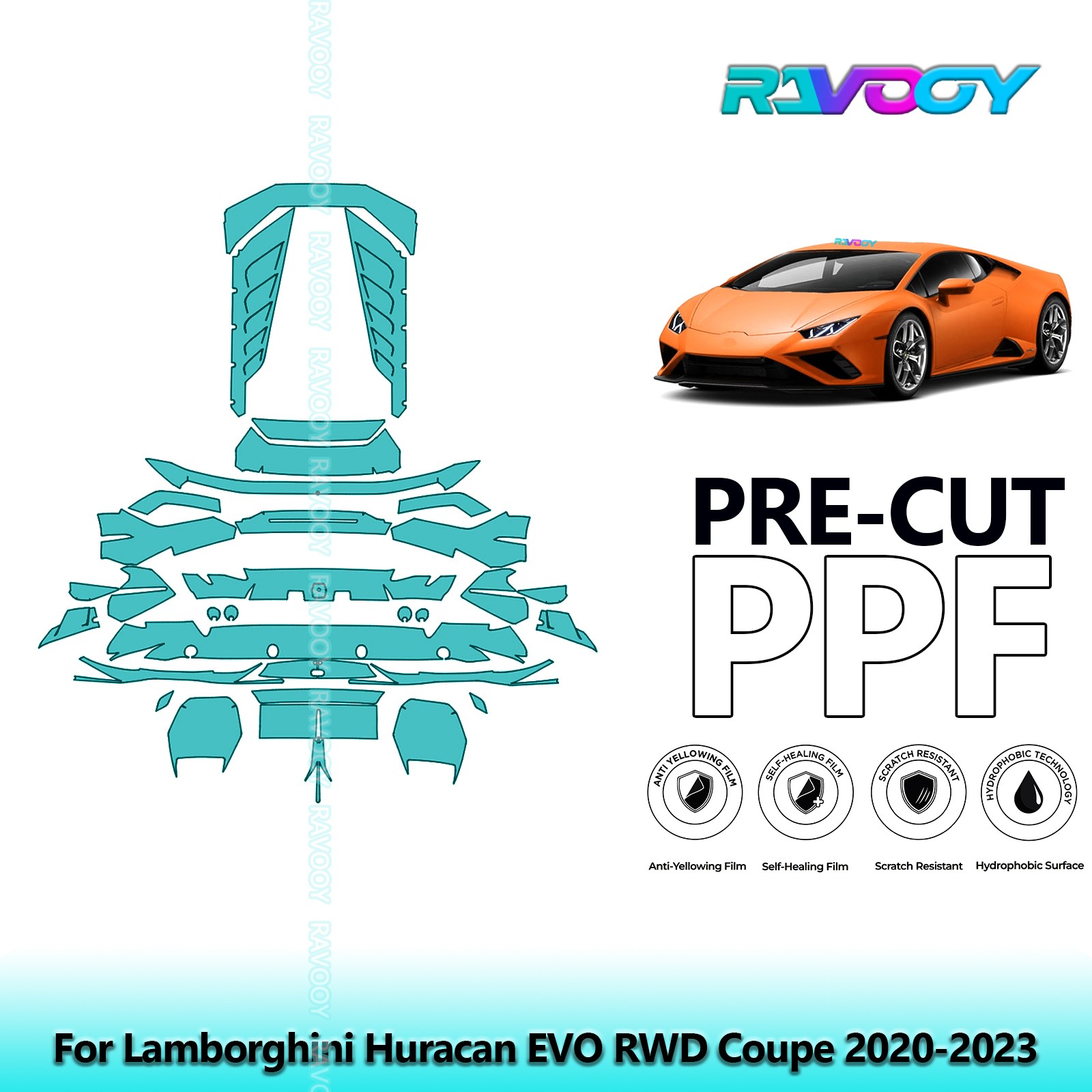 PreCut Paint Protection PPF Kit For Lamborghini Huracan EVO RWD Coupe 2020-2023