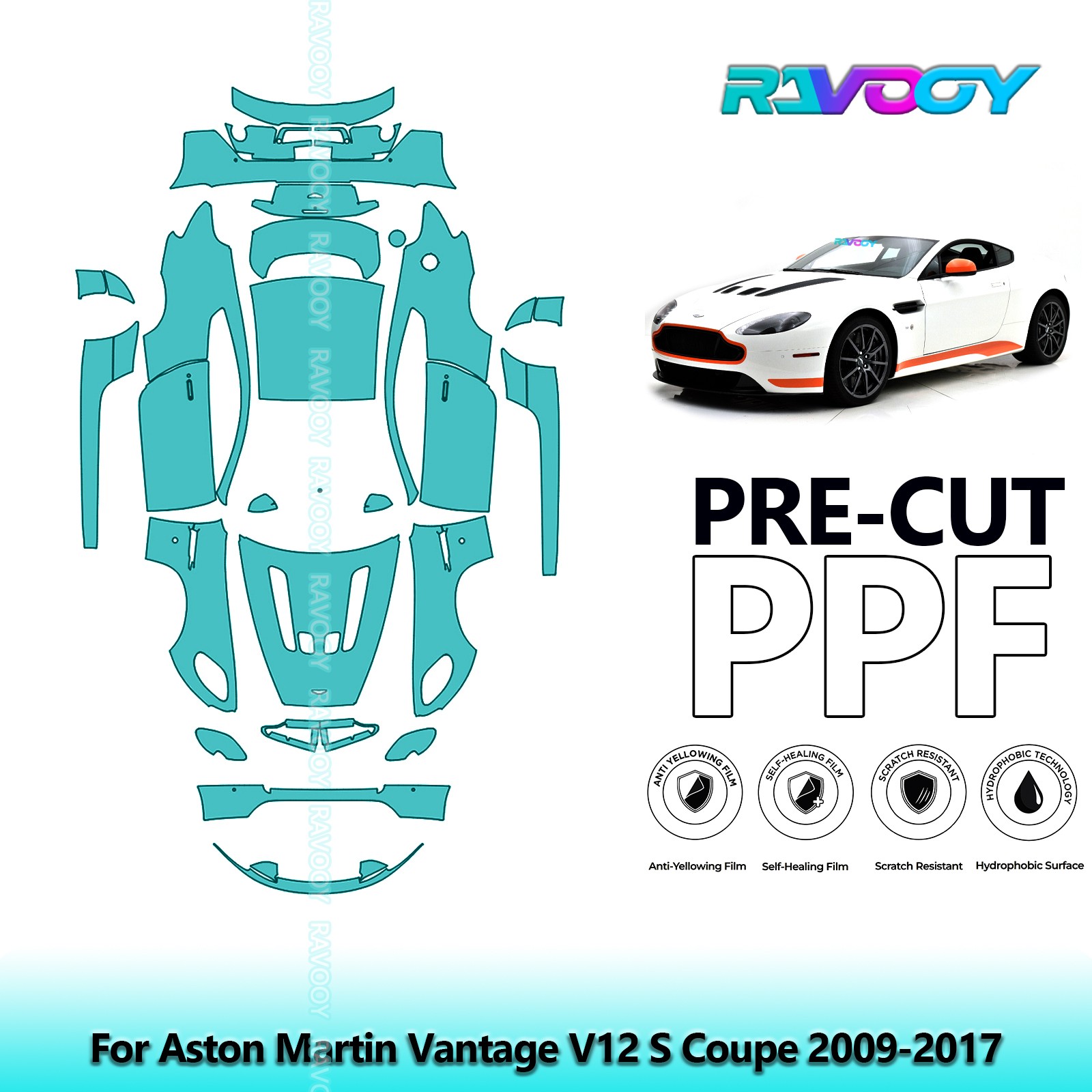 PreCut Paint Protection Film PPF For Aston Martin Vantage V12 S Coupe 2009-2017