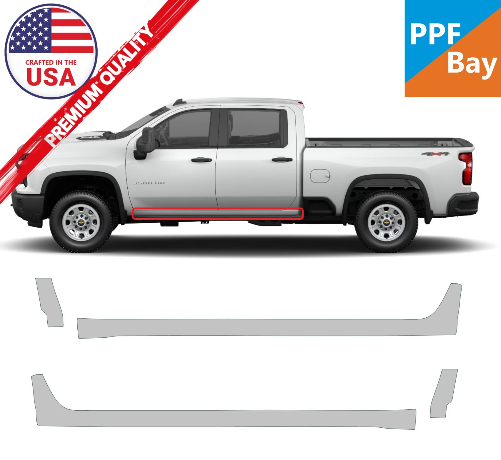 For Chevy Silverado HD2500/3500 24-25 Rocker Panel Paint Protection Film PPF