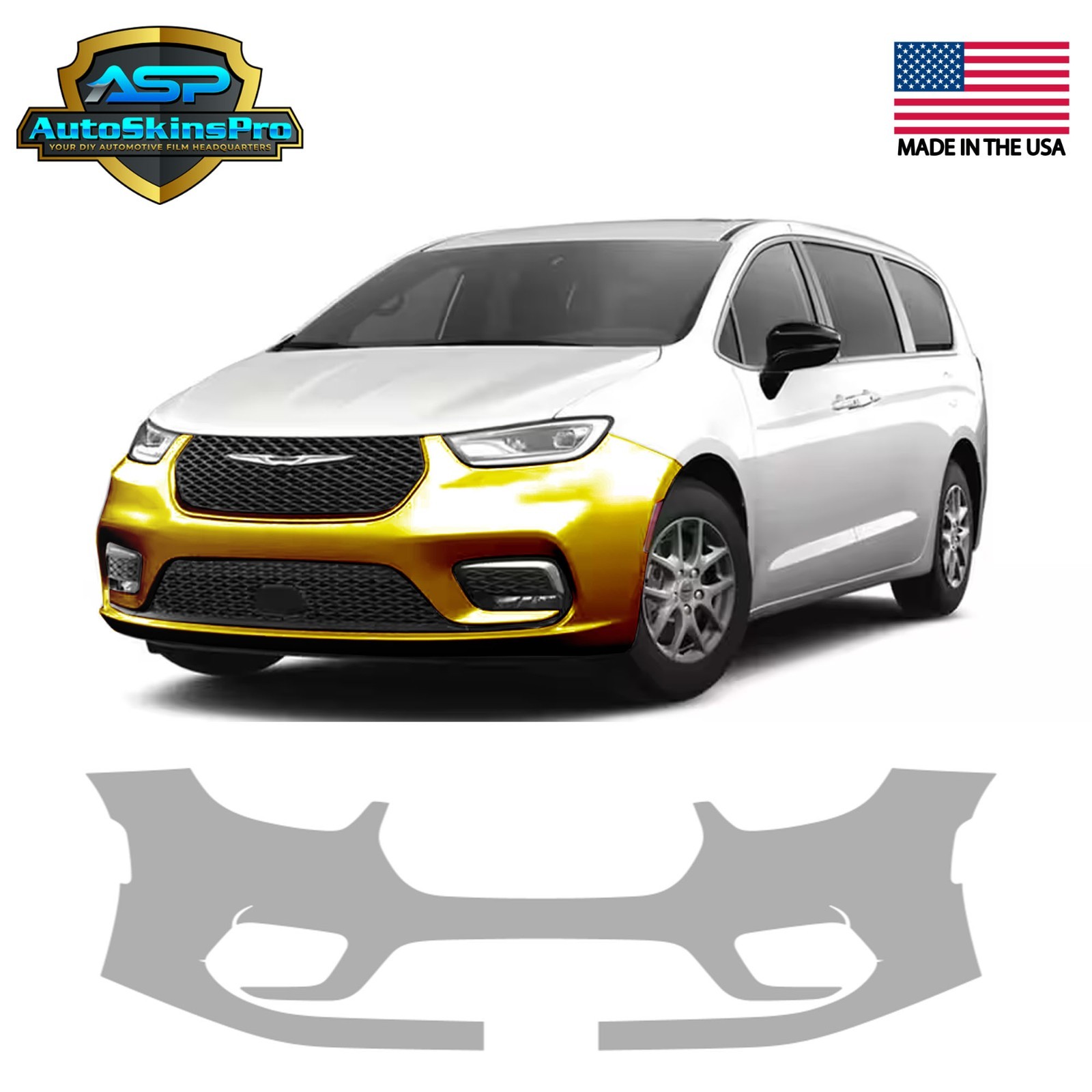 24-25 Chrysler Pacifica Front Bumper Precut Paint Protection Clear Film PPF