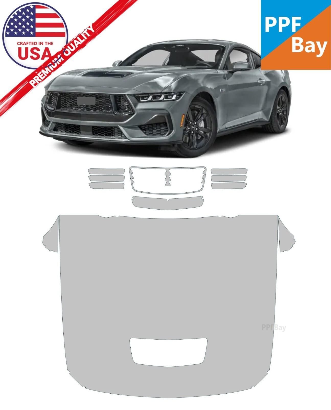 For Ford Mustang GT/Dark H 2024-2025 Hood Paint Protection Film PreCut Kit PPF