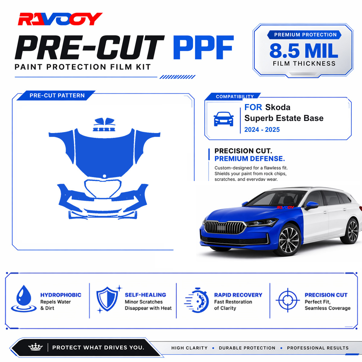 Precut PPF Clear Bra Kit For Skoda Superb Estate Base 2024-2026 8.5mil TPU