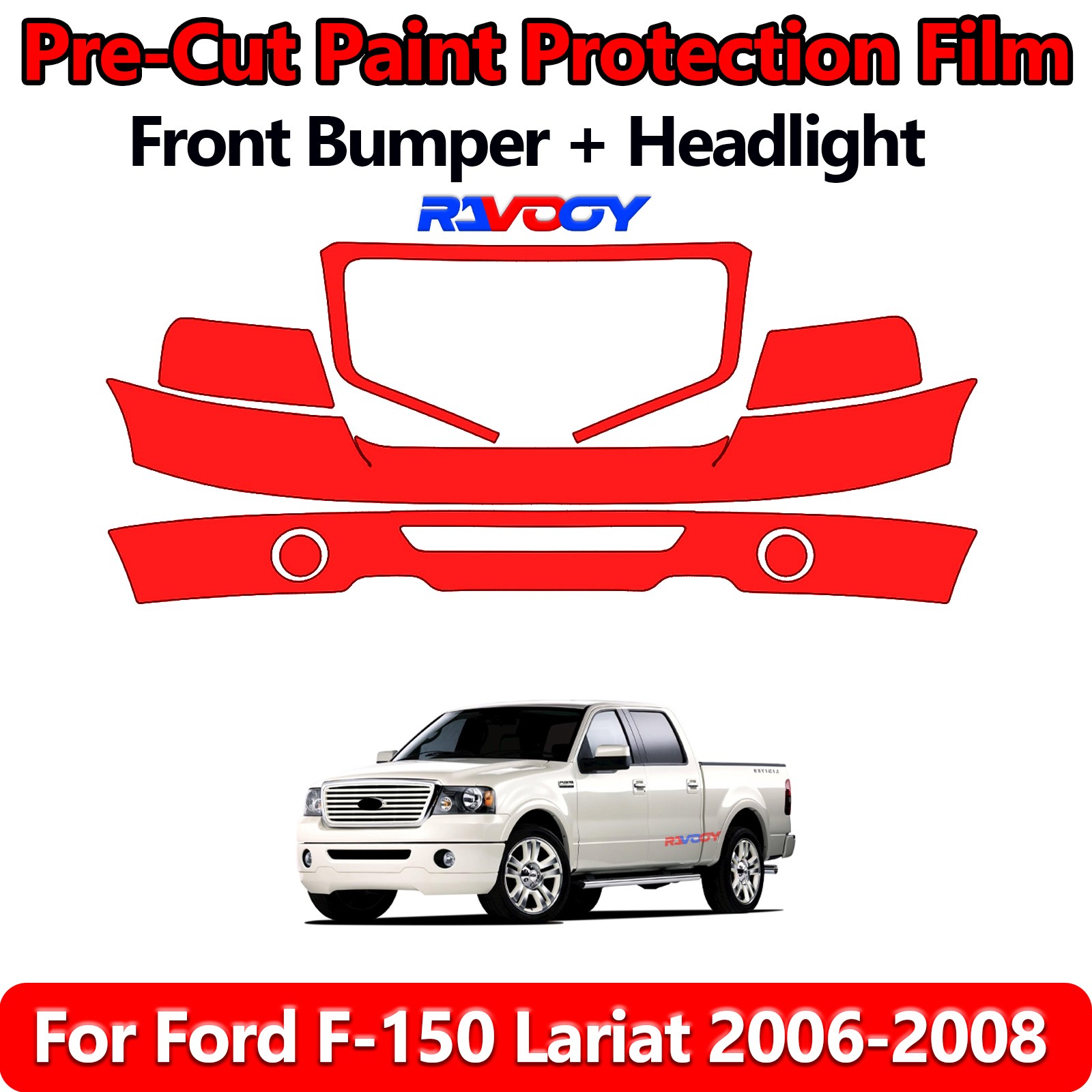 8.5Mil PreCut Front Bumper PPF Kit Film For Ford F-150 Lariat 2006-2008