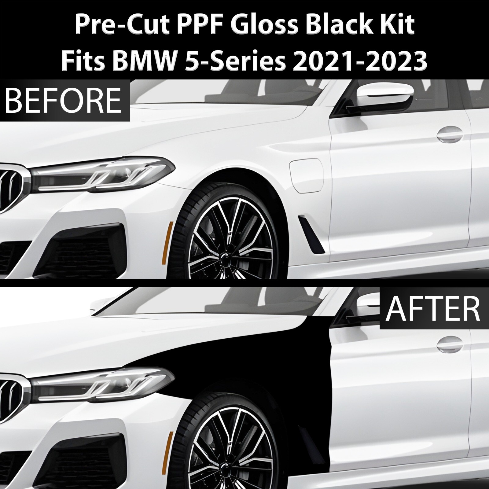 Pre Cut for BMW 5 Series 2021-2023 Fender Gloss Black Paint Protection Kit