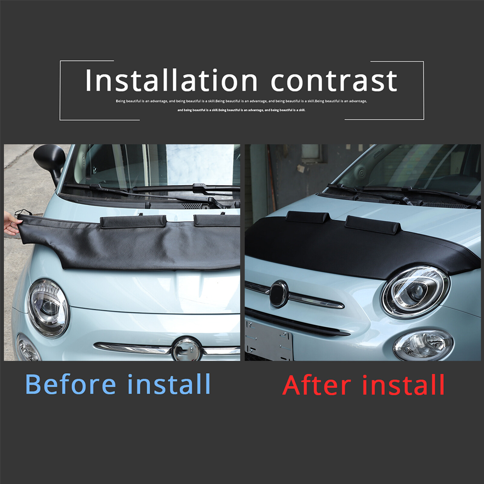 Car Front Bonnet Mask Hood Bra Fit For Fiat 500 500e 500c POP Abarth 2007 – 2021