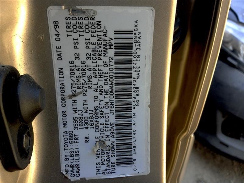 1998 LEXUS LX470 4.7L COWL VENT PANEL