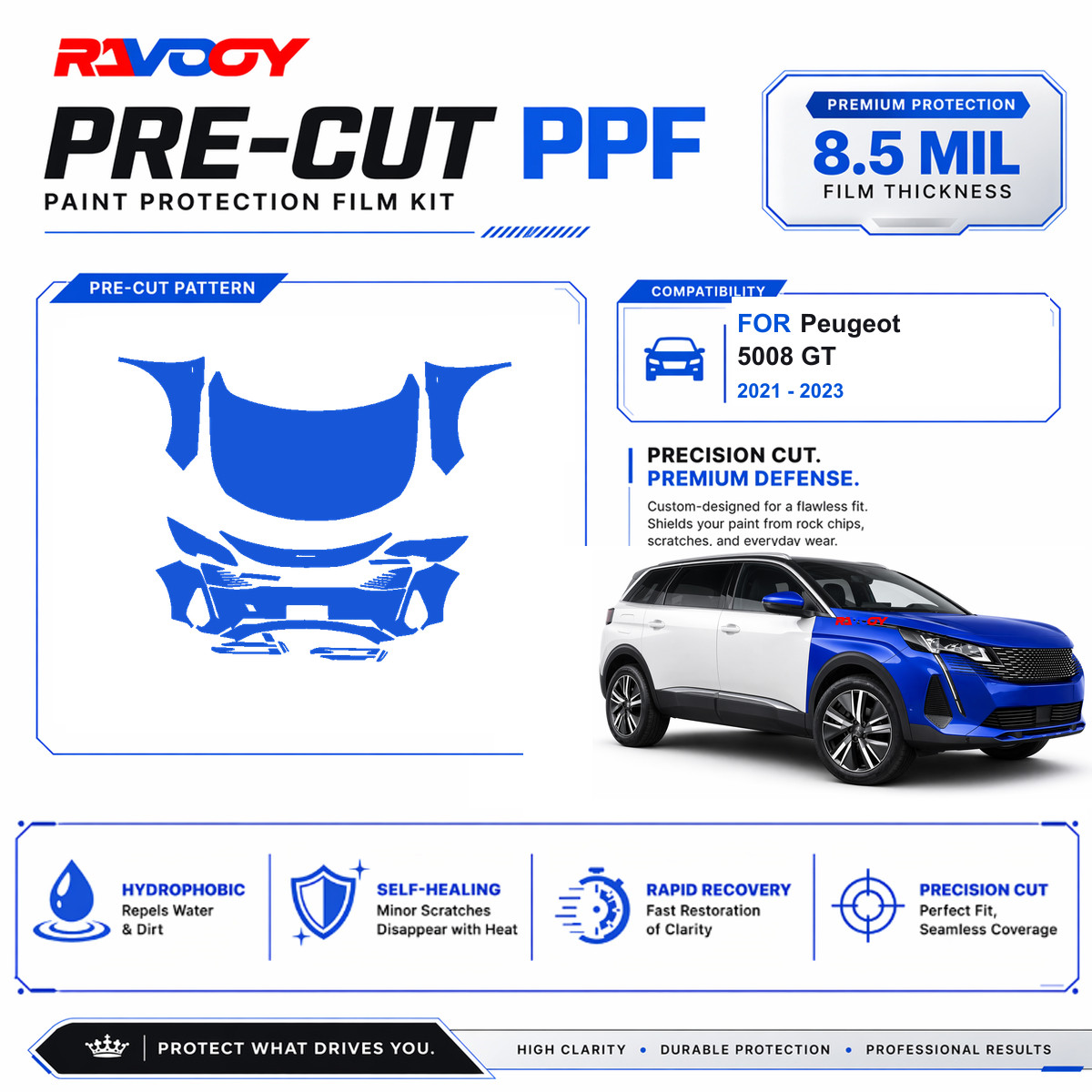 Precut PPF Clear Bra Kit For Peugeot 5008 GT 2021-2023 Paint Protection Film