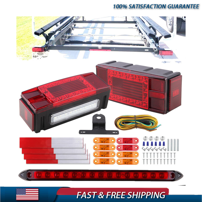 LED Trailer Light Kit 12V, Rectangular Brake Stop Turn Tail License Plate Lights