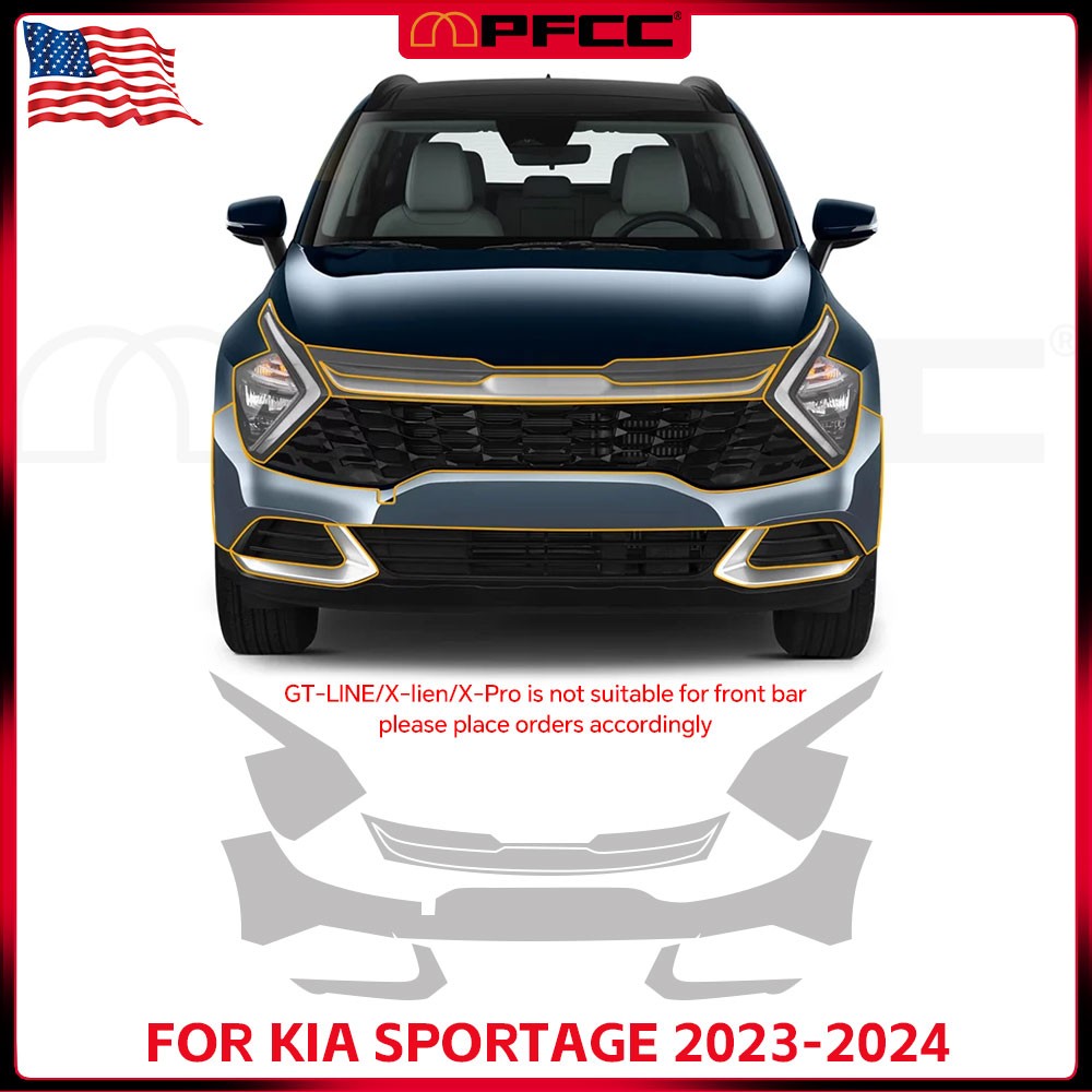 For KIA Sportage 2023-2024 Front Bumper Precut Paint Protection Film Clear PPF
