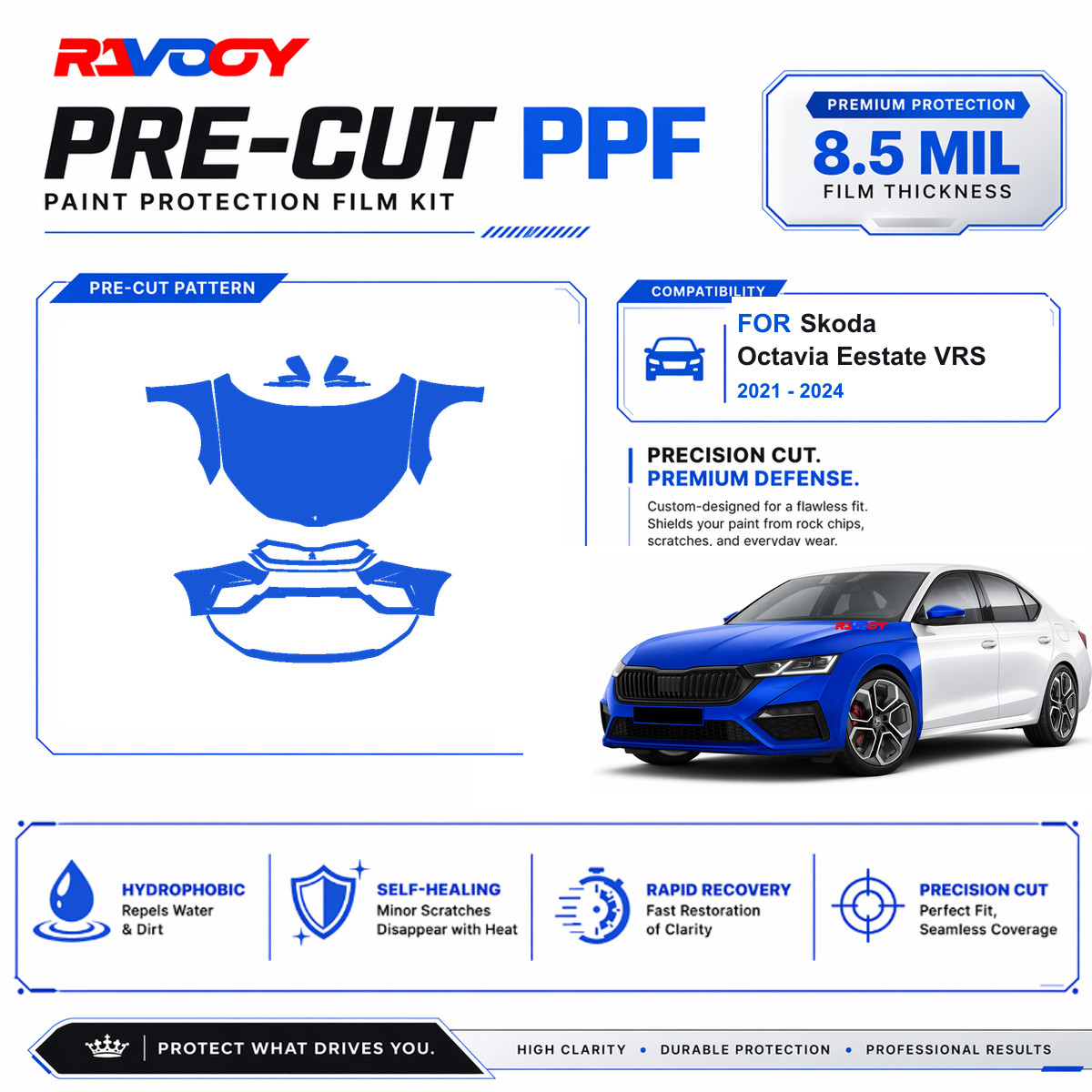 Precut PPF Clear Bra Kit For Skoda Octavia Eestate VRS 2021-2024