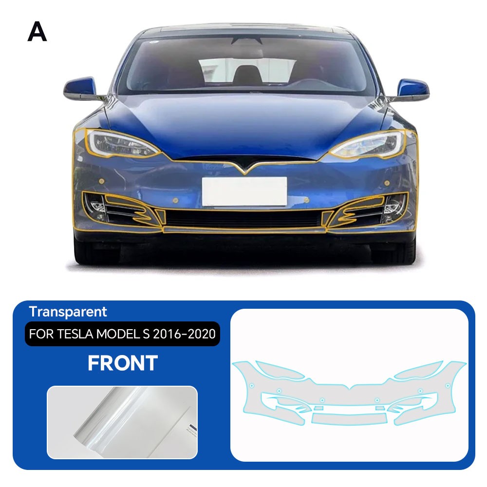 2016-2020 Tesla Model S Front Bumper Precut Paint Protection Film Clear PPF TPU