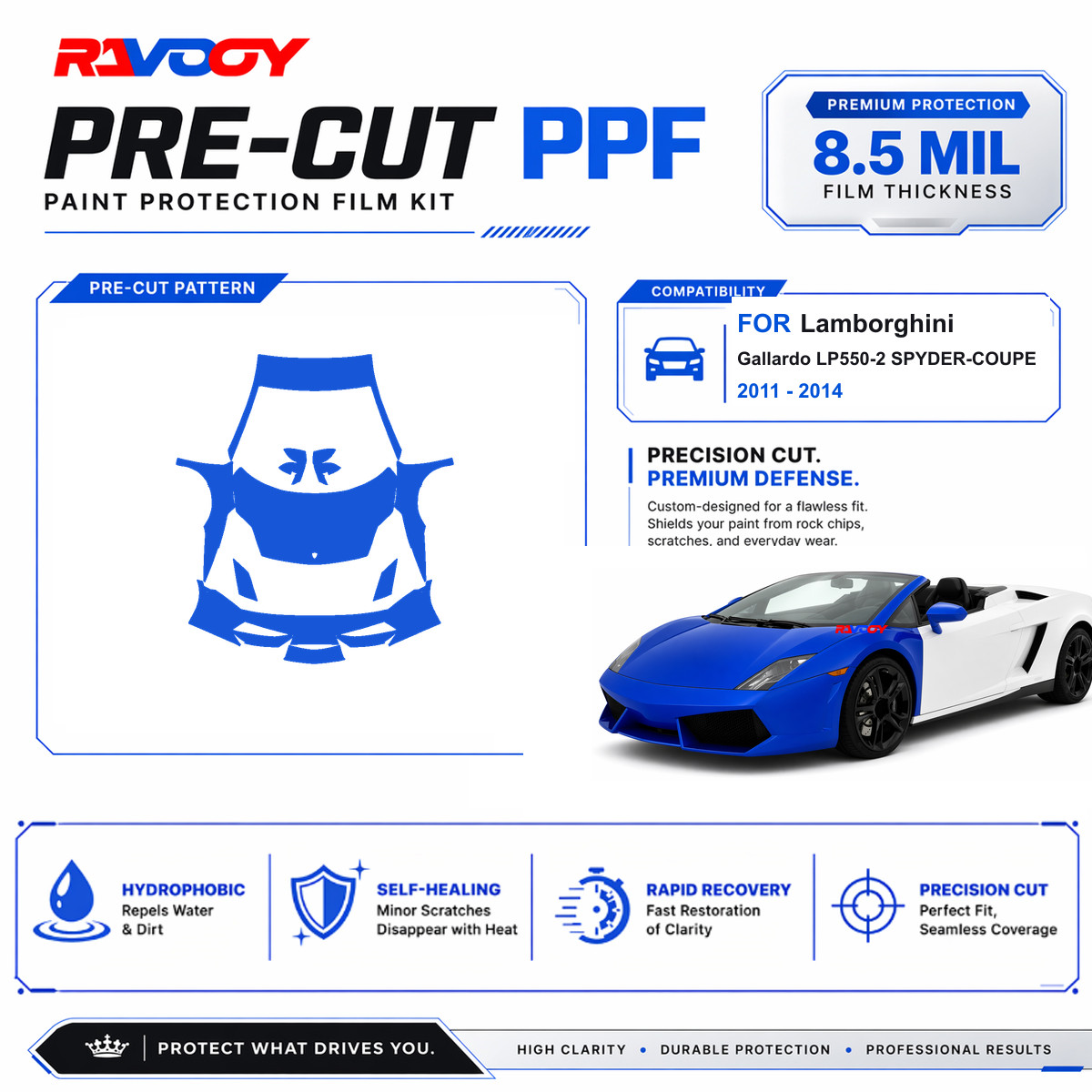 Precut PPF Clear Bra Kit For Lamborghini Gallardo LP550-2 SPYDER-COUPE 2011-2014