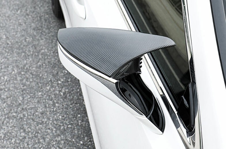 For Lexus ES 2019-2025 Carbon Fiber Ox Horn Rearview Mirror Cover Trim 2pcs
