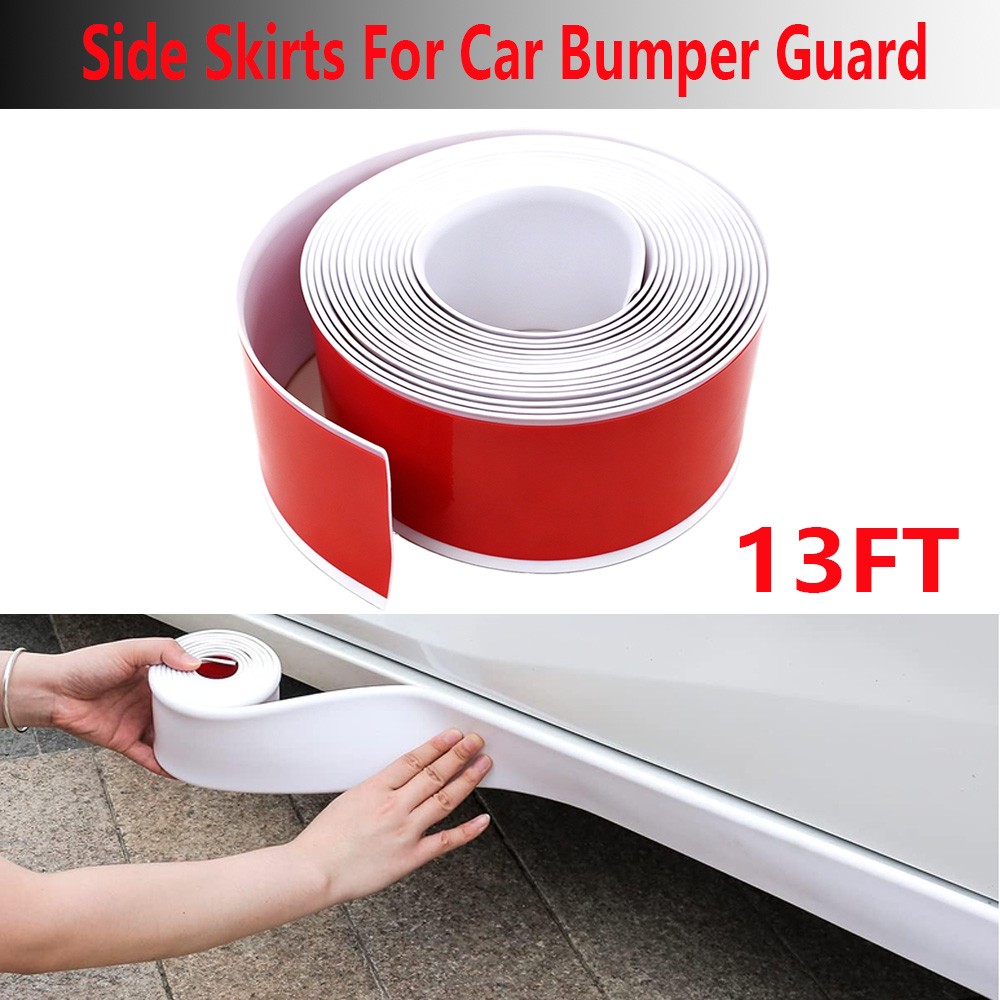 For Toyota 13FT Rubber Side Skirt Rocker Panel Trim Bumper Protector Strip White