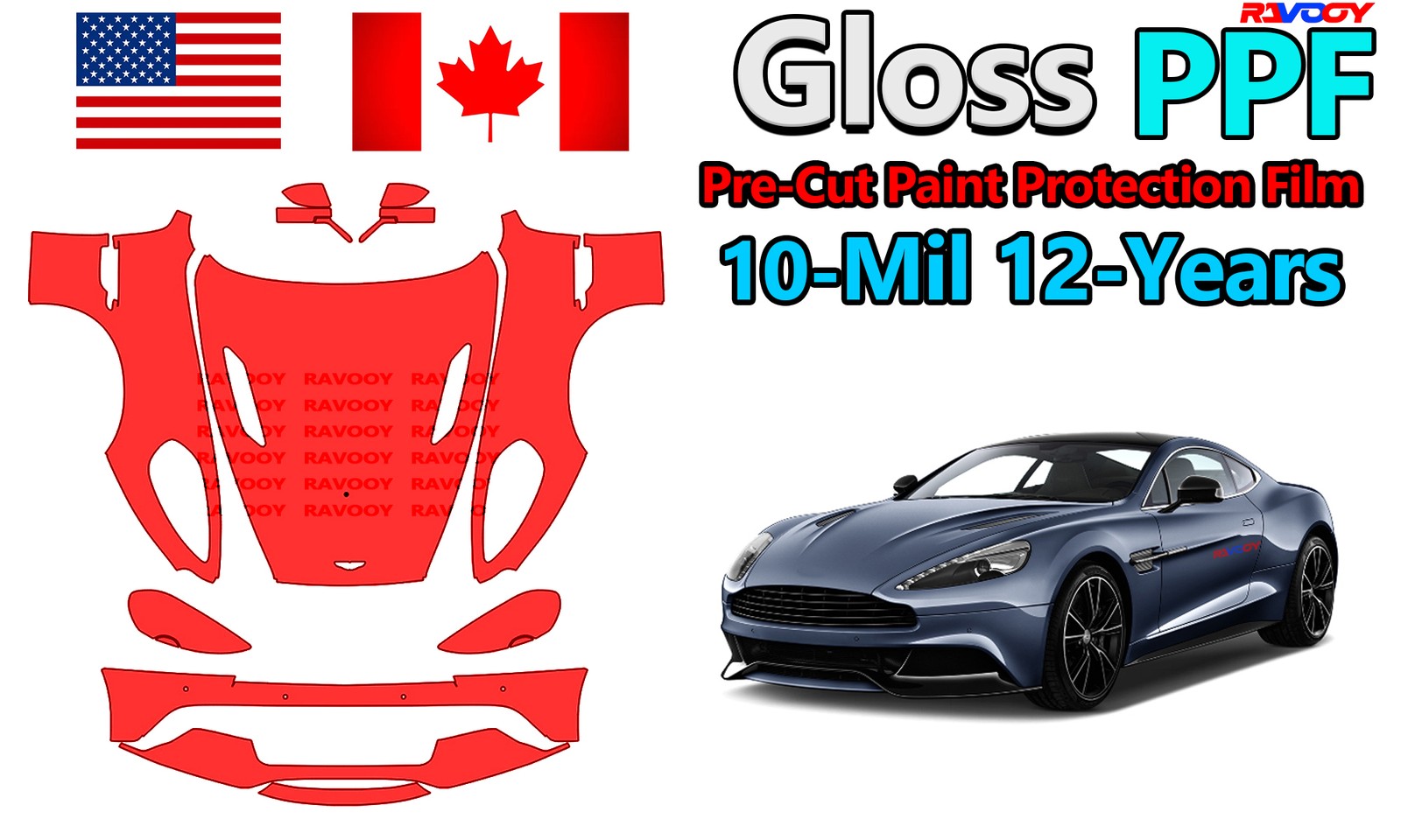 PreCut PPF Paint Protection Film For Aston Martin Vanquish BASE Coupe 2012-2018