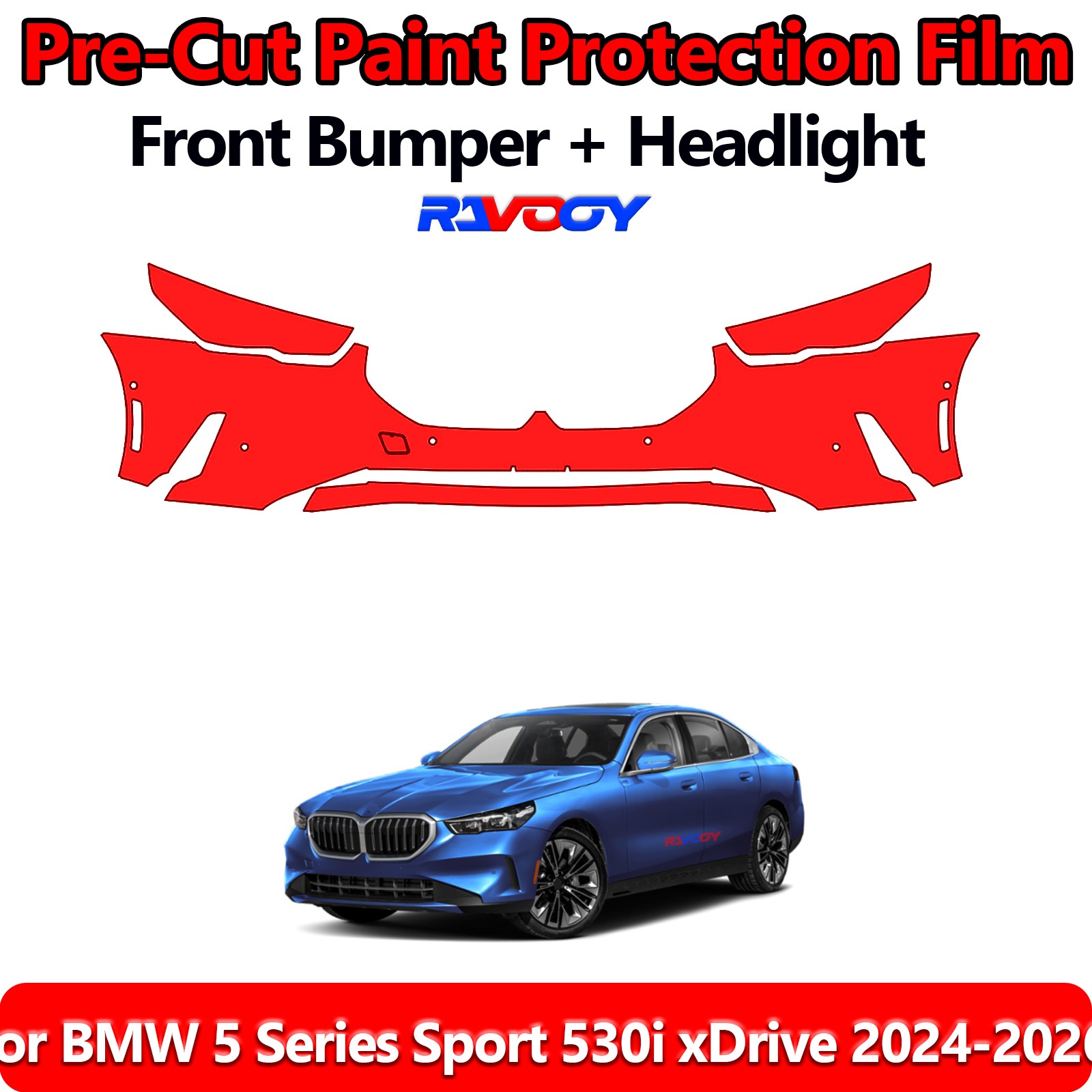 PreCut Front Bumper PPF Kit Film For BMW 5 Series Sport 530i xDrive 2024-2026
