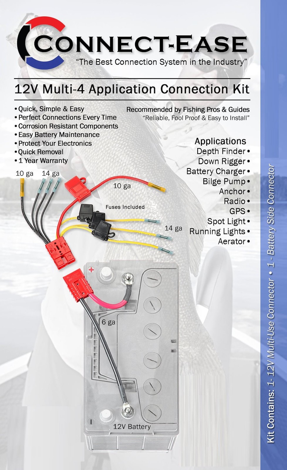 CONNECT EASE 12 VOLT MULTI FUSED CONNE- RCE12VB4FK
