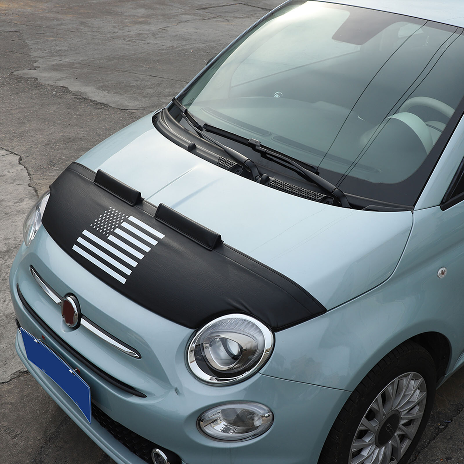 Front Bumper Lebra Car Bonnet Mask Hood Bra Fit For Fiat 500 500C 2007-24 Black