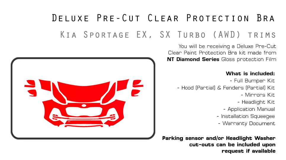 PreCut Paint Protection Film PPF for KIA Sportage LX, S 2020-2022