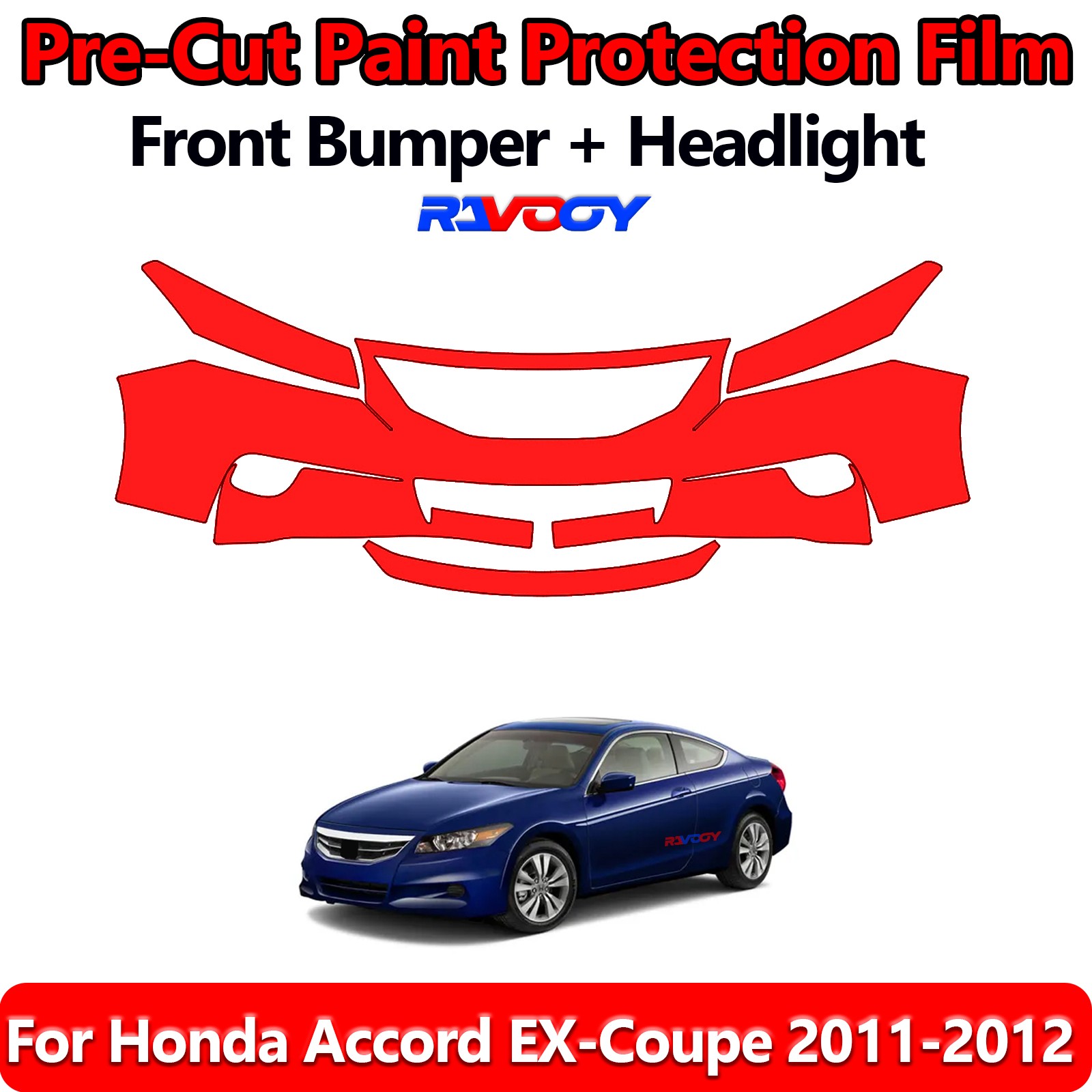 8.5Mil PreCut Front Bumper PPF Kit Film For Honda Accord EX-Coupe 2011-2012