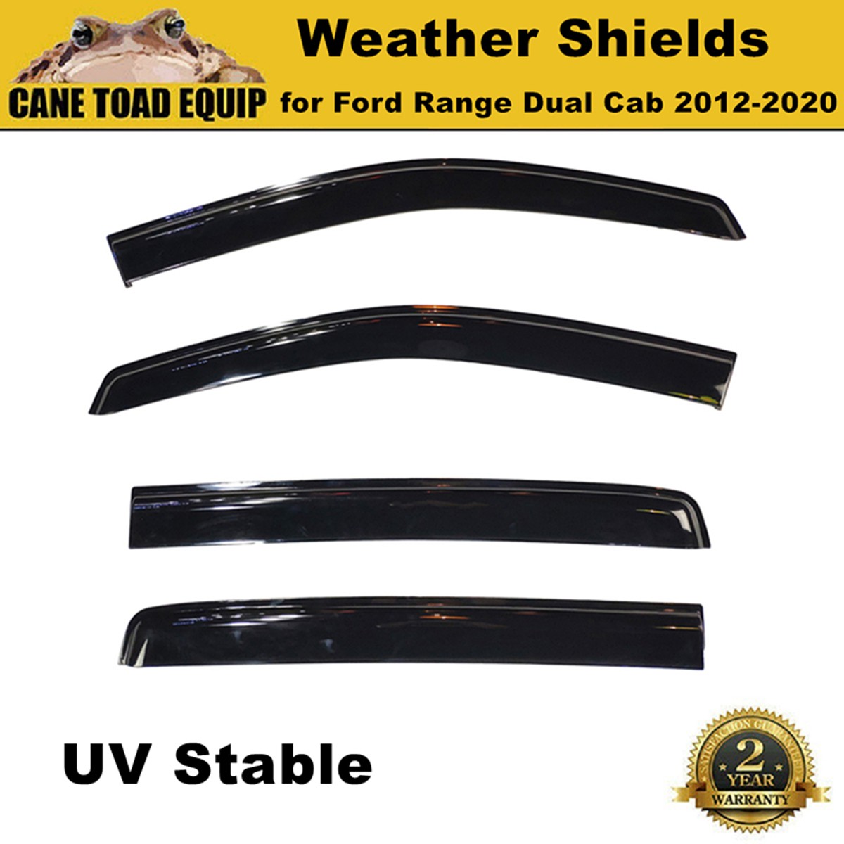 Weather Shield Window Visor Slim for Ford Ranger PX123 2012-2022 Dual Cab