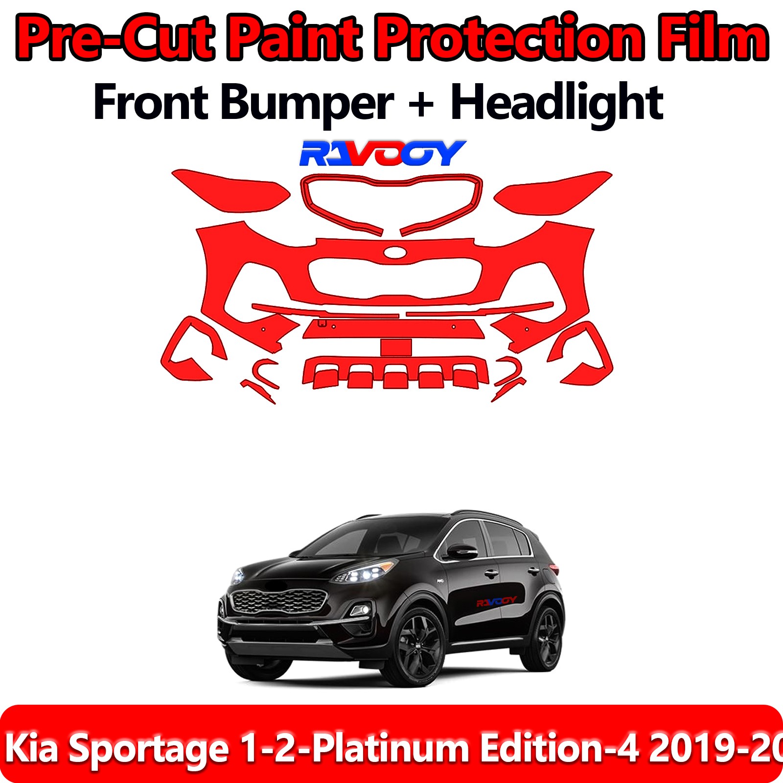 Front Bumper PPF Kit Film For Kia Sportage 1-2-Platinum Edition-4 2019-2022