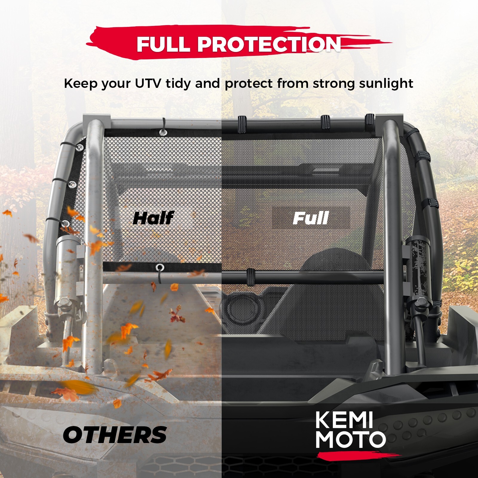 KEMIMOTO UTV Rear Window Net Mesh for Polaris RZR XP 1000/4 Turbo 2014-2023