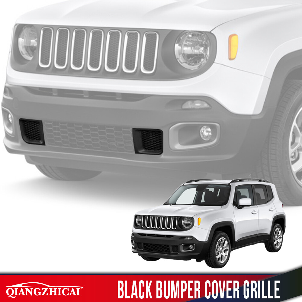 Fit For 2015-2017 Jeep Renegade Front Left & Right Black Bumper Cover Grille Kit