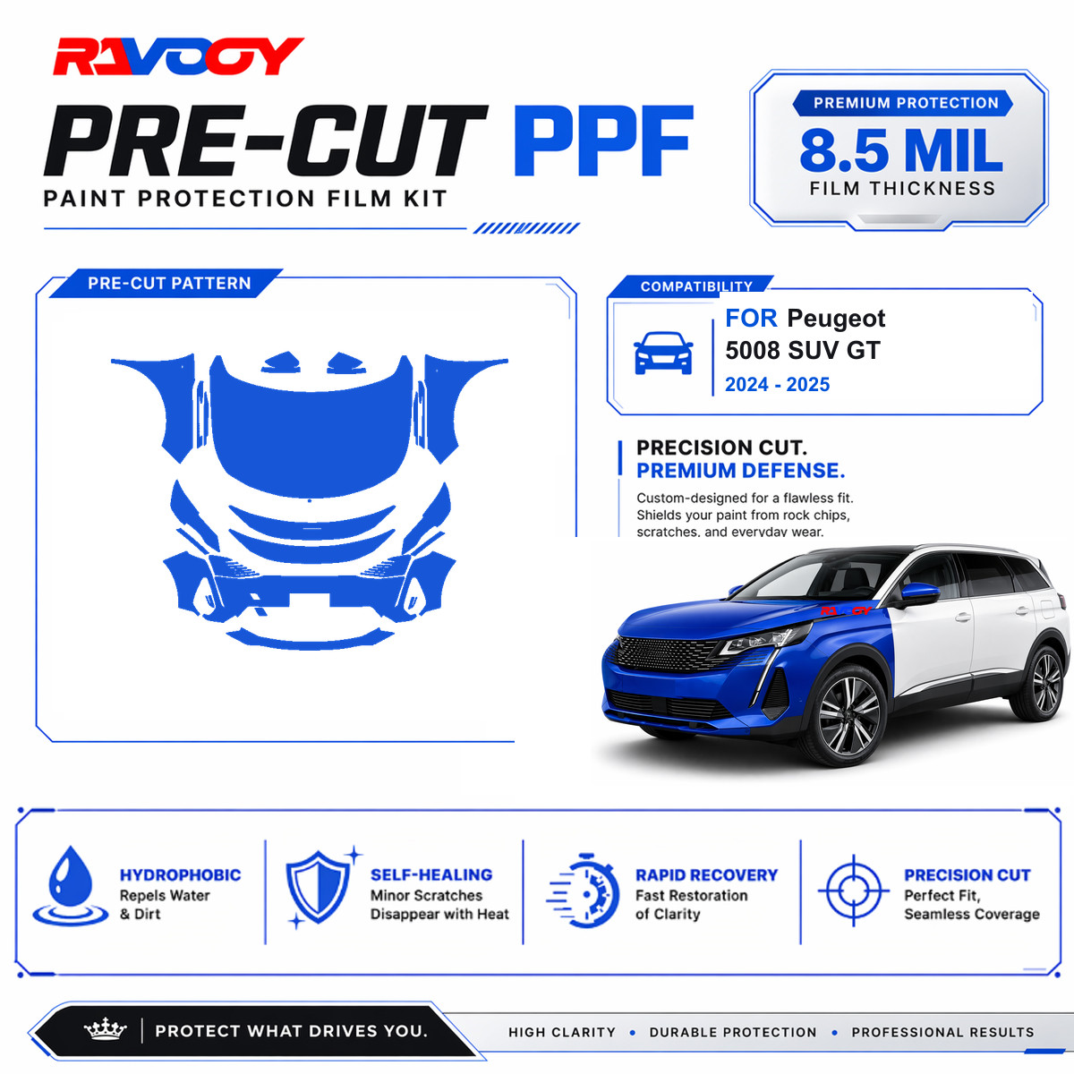 Precut PPF Clear Bra Kit For Peugeot 5008 SUV GT 2024-2026 Paint Protection Film