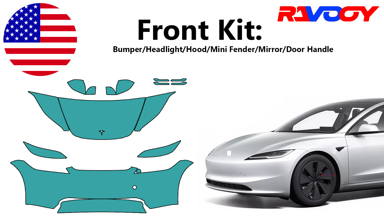 For Tesla Model 3 Performance 2024-2026 Front Paint Protection Film PreCut PPF