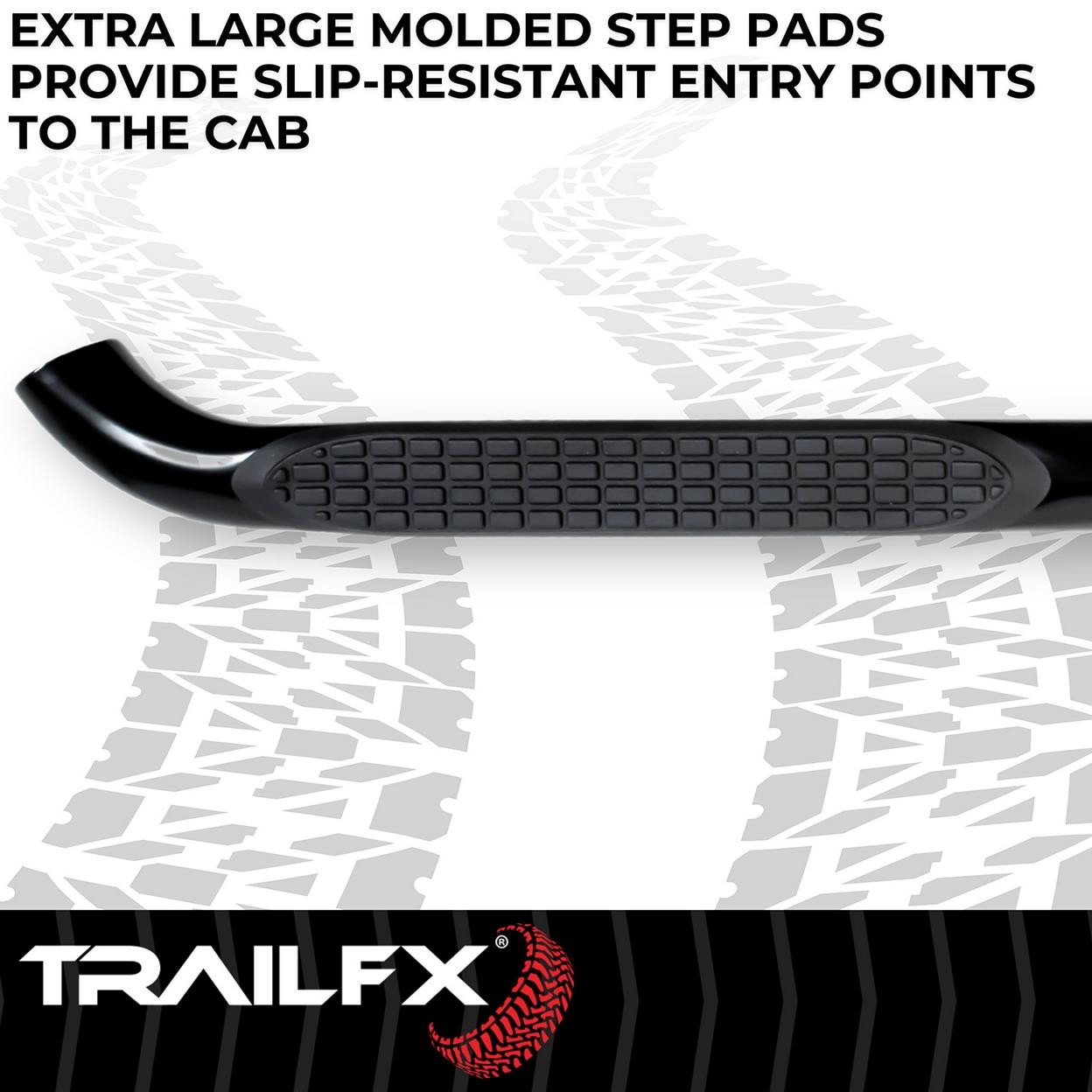 TrailFX A0033B 3 Inch Round Bent Powder Coated Black Steel Without End Caps Rock