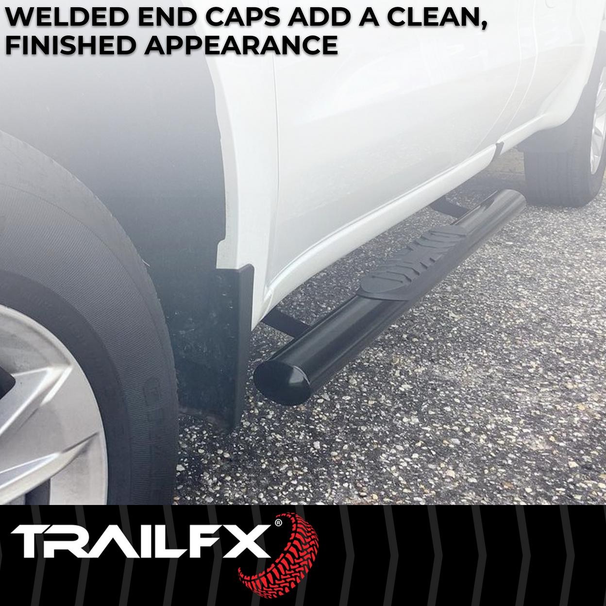 TrailFX A1537B 4 Inch Oval Straight Powder Coated Black Mild Steel Rocker Panel