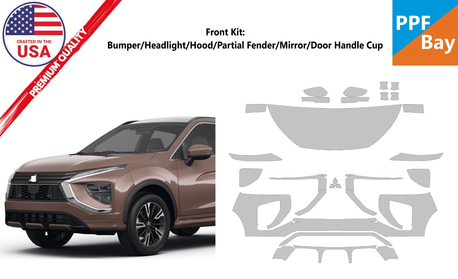 For Mitsubishi Eclipse Cross 2022-2024 Front Paint Protection Film PreCut PPF