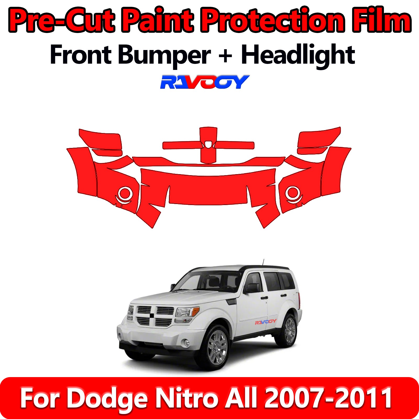 8.5Mil PreCut Front Bumper PPF Kit Film For Dodge Nitro All 2007-2011