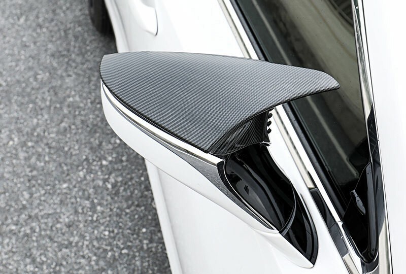 For Lexus ES 2019-2025 Carbon Fiber Ox Horn Rearview Mirror Cover Trim 2pcs