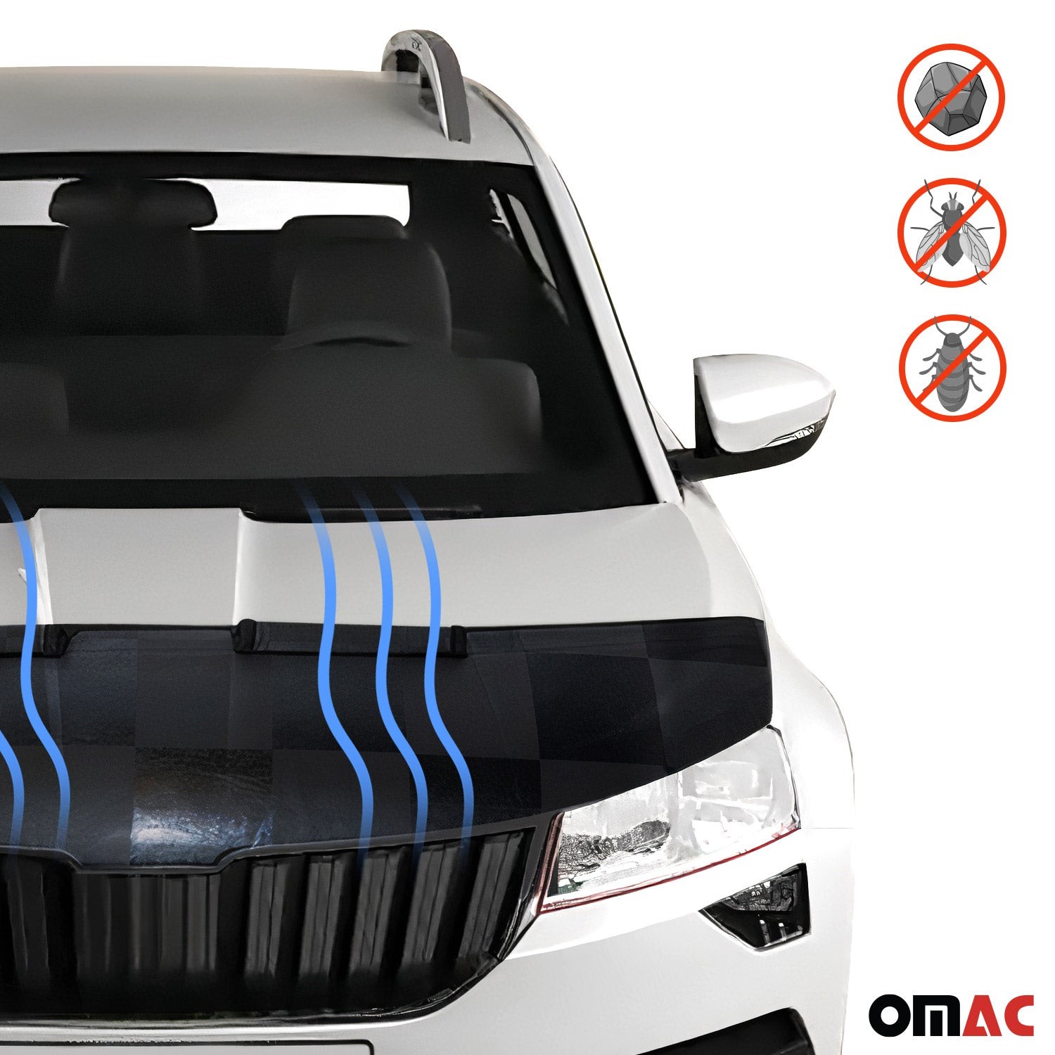 Car Bonnet Mask Hood Bra for RAM ProMaster 2014-2022 Black Chequered 1 Pc