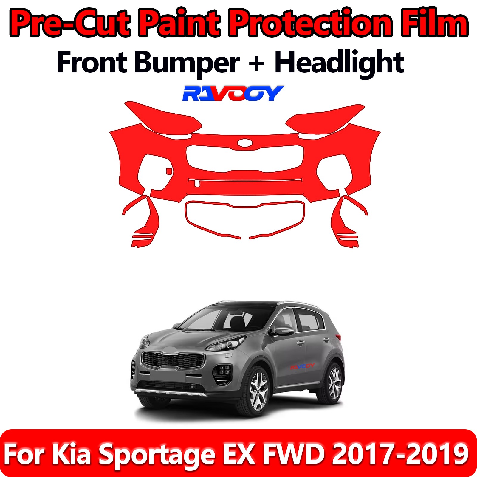 8.5Mil PreCut Front Bumper PPF Kit Film For Kia Sportage EX FWD 2017-2019