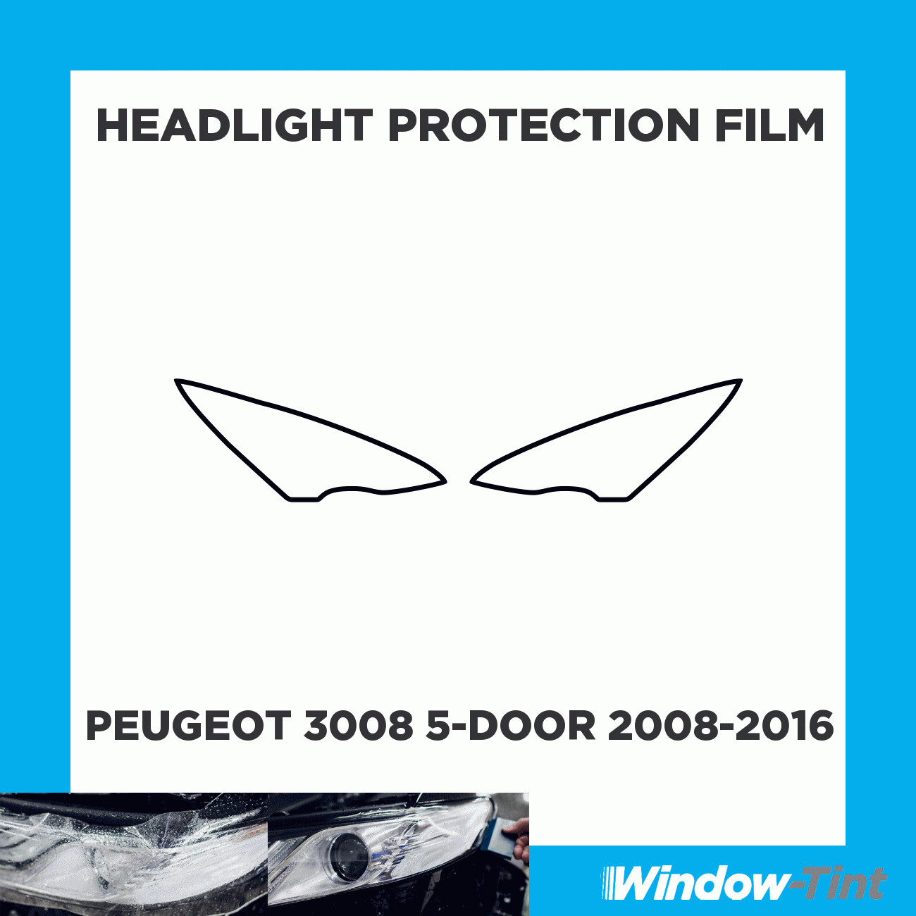 For Peugeot 3008 5-door 08-16 CLEAR Headlight Scratch Guard Protection Film PPF