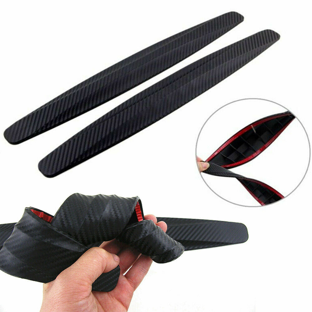 2Pcs Car Bumper Guard Carbon Fiber Anti-rub Strip Body Corner Protector Adhesive